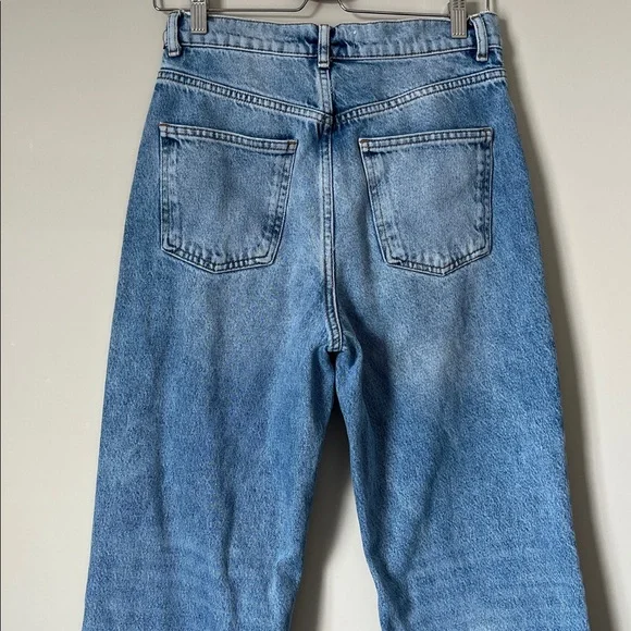 ZARA High-Rise Wide-Leg Jeans Vintage Wash Distressed Raw Hem Size 6 - Picture 8 of 11